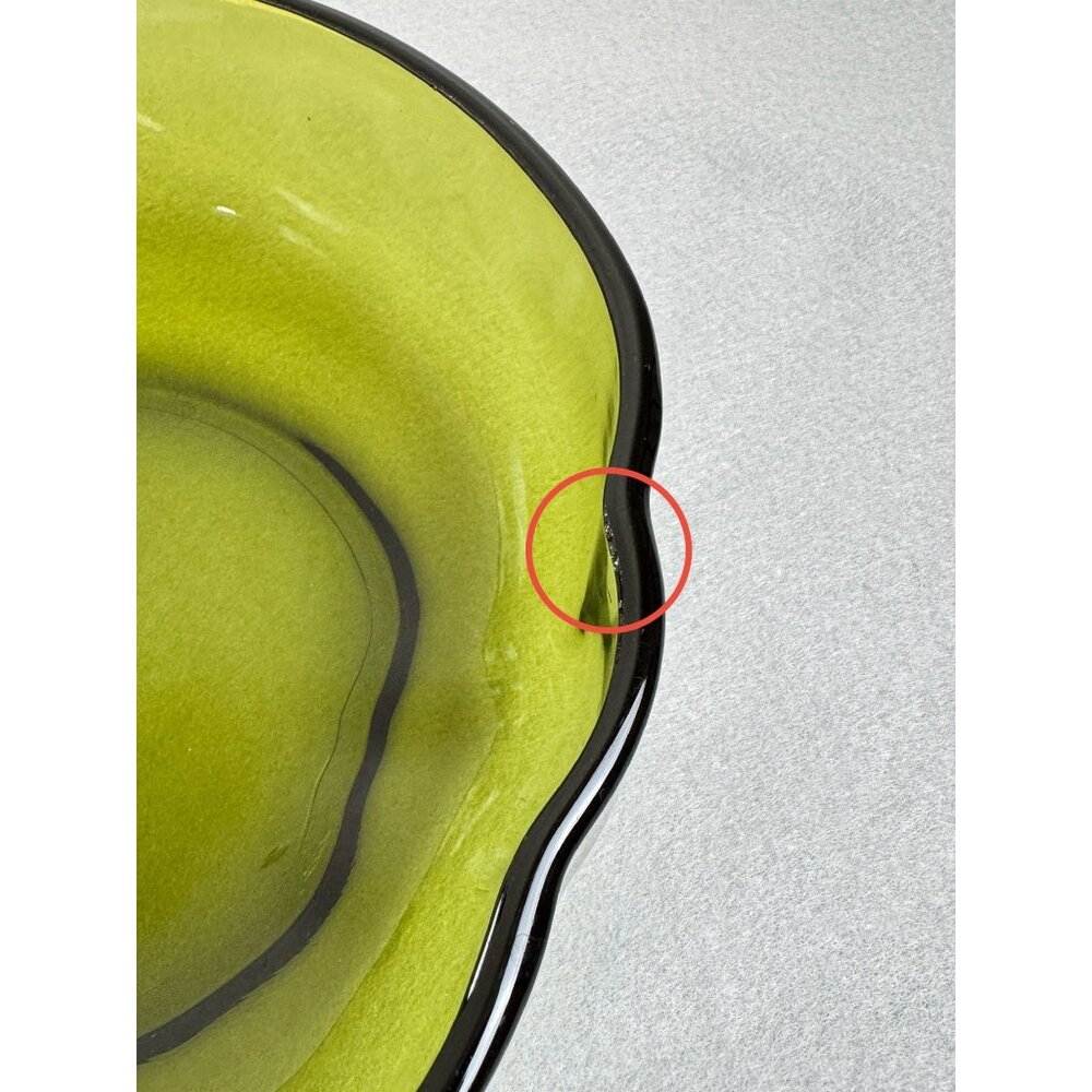 Hazel Atlas Large Apple-Shaped Green Glass Fruit Bowl Centerpiece Decor 10" - Picture 9 of 9